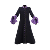 Elegant Medieval Priestess Robe for Women - Black Trumpet Sleeve Cassock with Cloak | Halloweez Cosplay Collection - Halloweez